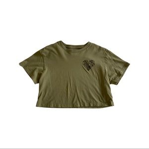 Converse Military Green Crop Top NWOT